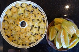 Preparing the fruit on the trays