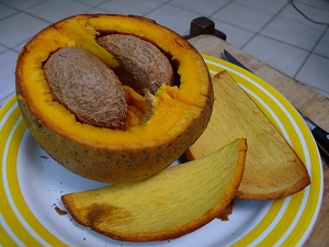 Mamey fruit cut open